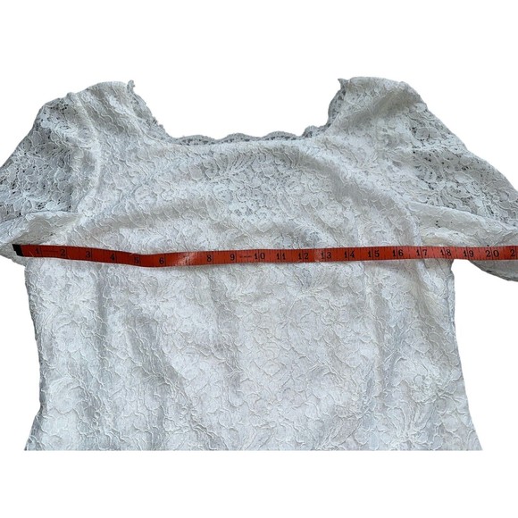 Womens White Lace Dress Formal Size 14 Short Simple Wedding Dress - Picture 12 of 16